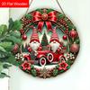 Wooden Christmas Sign with Gnome Pattern - Navidad Round Sign for Christmas Tree, Balcony, Decor - Ideal Christmas Gift