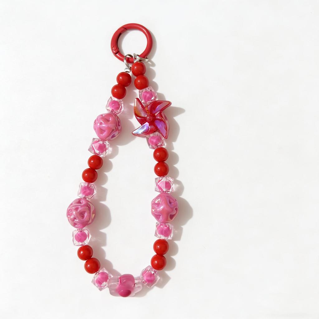 Japanese-Korean Candy Color Windmill Beaded Butterfly Phone & Key Chain