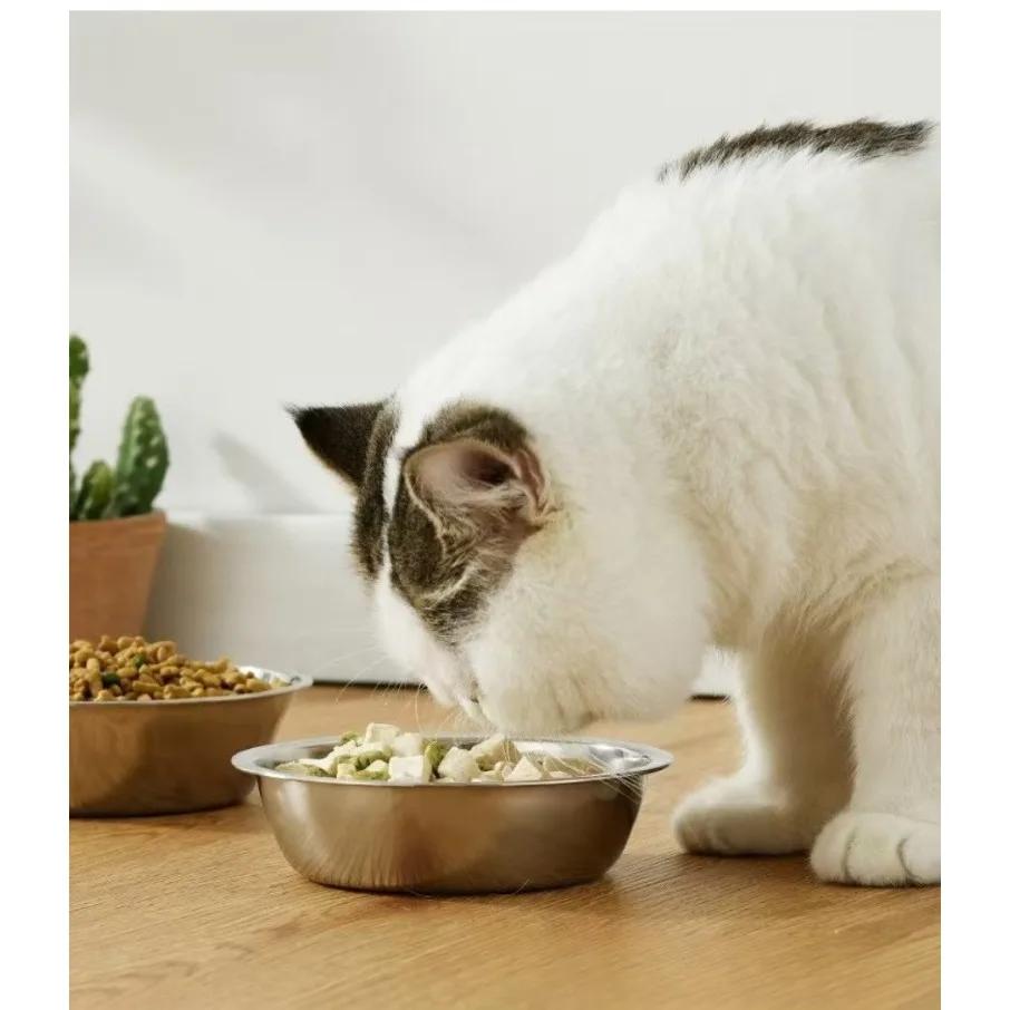 Raised Pet Bowl Inclined Steel Food Bowls Dog Water Feeding Food Container Cat Dish Wooden Stand Pet Supplies Single/Double