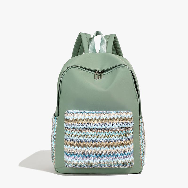 

Color Block Backpack Women s Large Capacity Backpack Commuter Backpack зелений