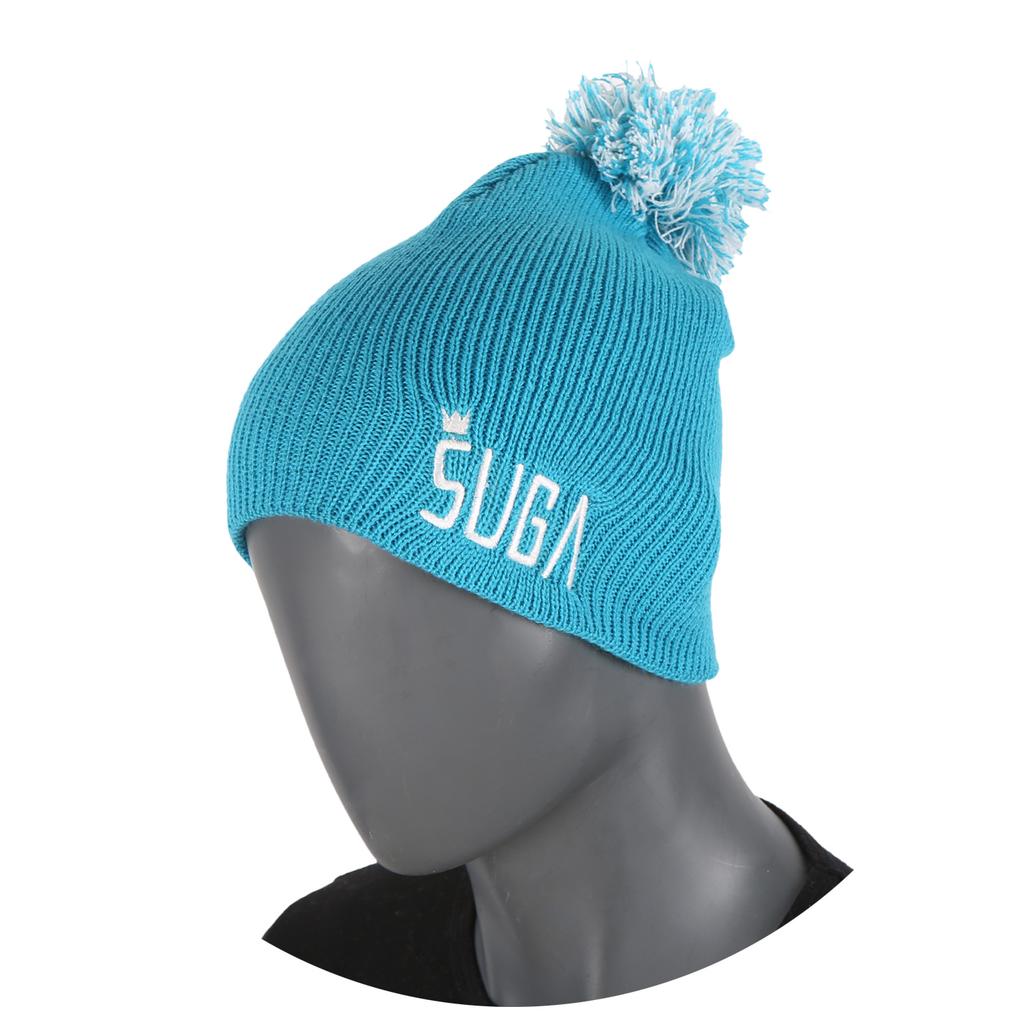 SUGAPOINT Cream Logo Beanie. Unisex. Aqua