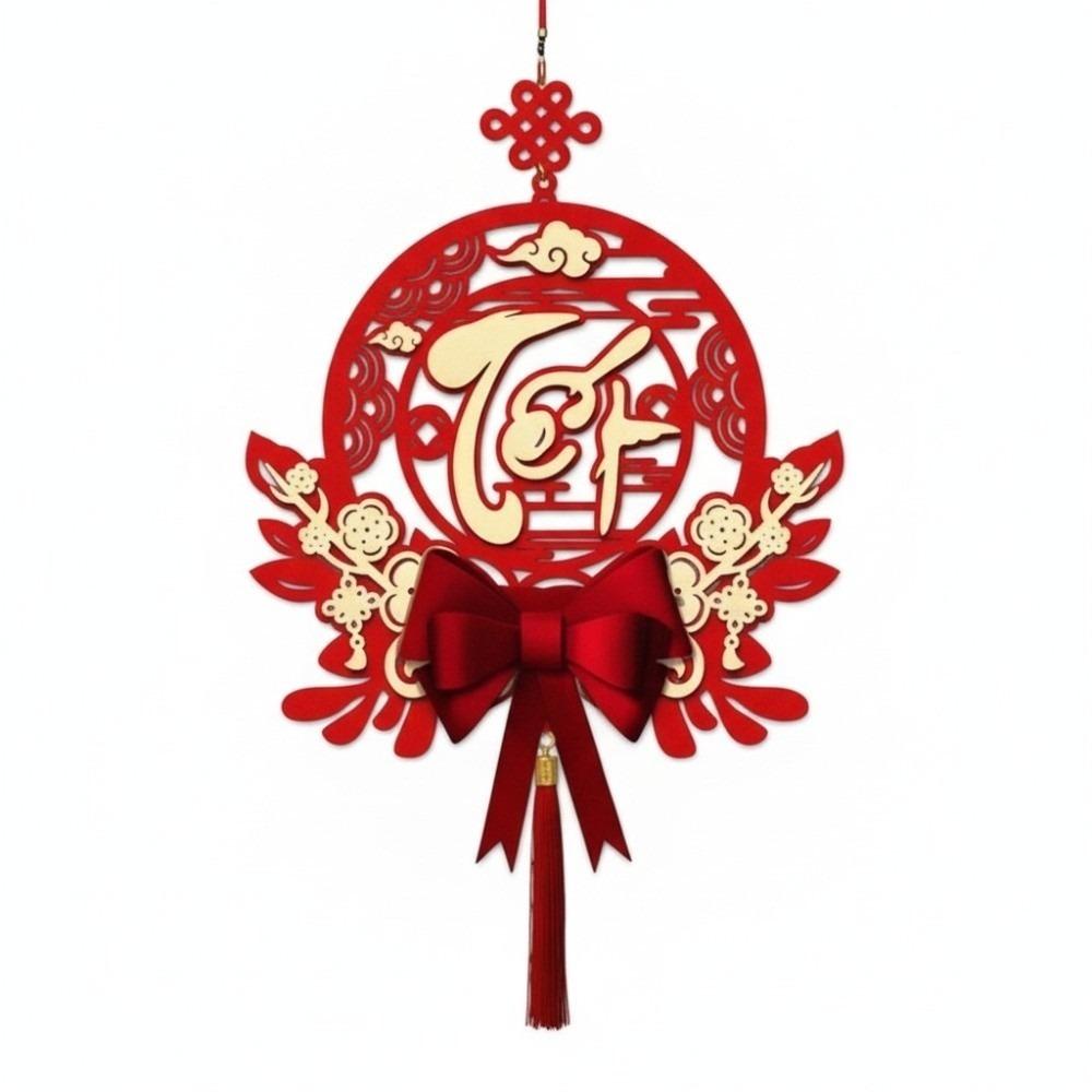 Non-woven Fabrics Vietnamese Couplets Pendant with Tassels Hollow Spring Festival Couplets Three-dimensional Glitter