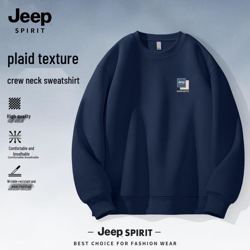 JEEP SPIRIT Men's American Style Loose Fit Crewneck Sweatshirt