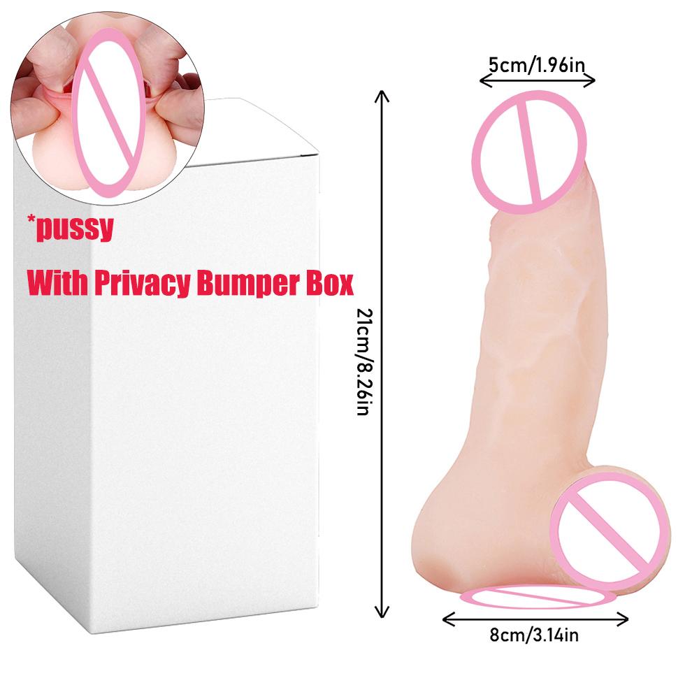 2 In 1 Realistic Pussy with Real Big Penis Enlarger Sleeve Vagina Anus Masturbation Sex Toys for Men Women Adult Erotic Supplies
