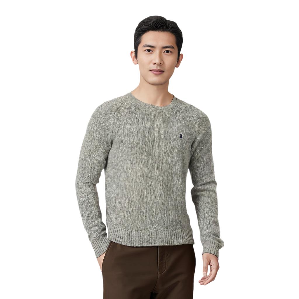 Polo Ralph Lauren FW22 Solid Logo Embroidered Knit Sweater Men sweater Gray 710878350-001