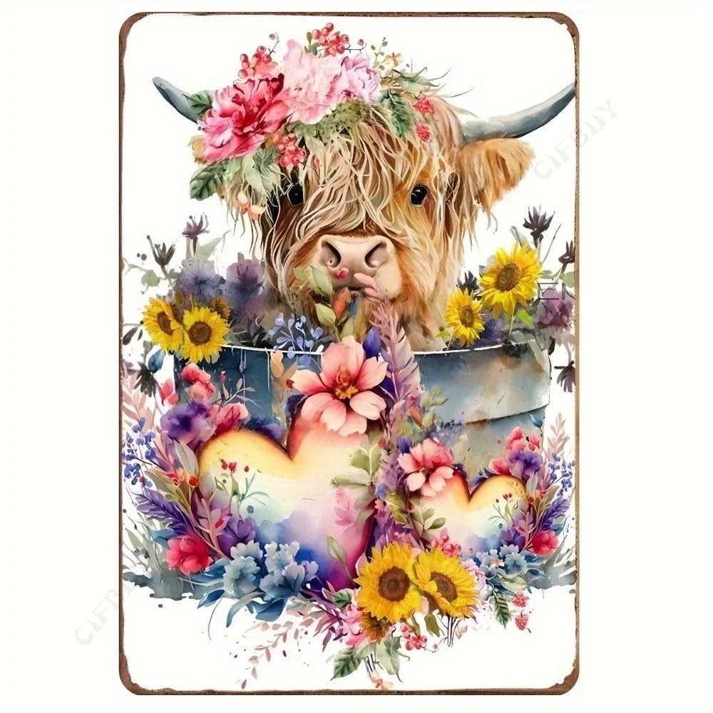 Vintage Animal Drawing Metal Tin Sign 2D Wall Art