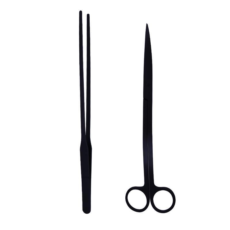 Stainless Steel Aquatic Plant Trimming Tools: Multi-Specification Scissors, Extended Sand Leveler, and Thickened Tweezers.