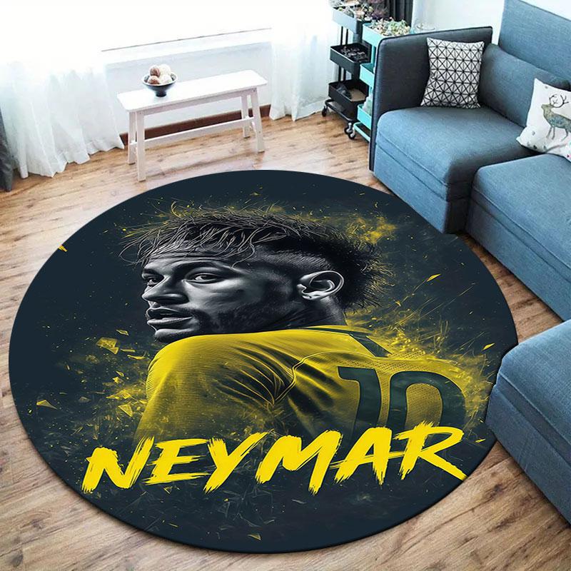 Neymar Round Area Rug,Carpet Rug for Living Room Bedroom Sofa Playroom Decor,Non-slip Floor Mat