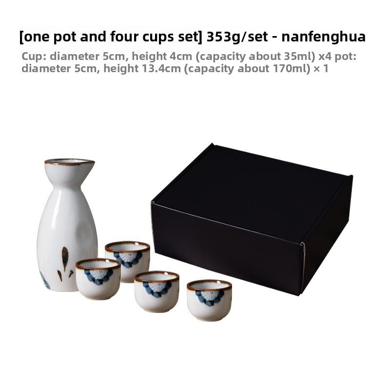 Vintage Ceramic Decanter and Cups Set Japanese Style for Sake Umeshu Home Bar Restaurant Use Liquor Serving Gift
