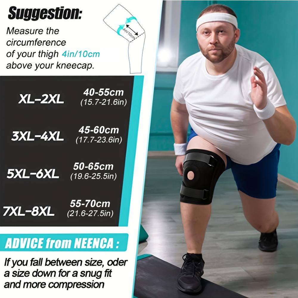 1Pc Plus Size Knee Brace For Men & Women – Patella Gel Pads & Side Stabilizers For Acl, Meniscus Tear, Arthritis,Injury Recovery