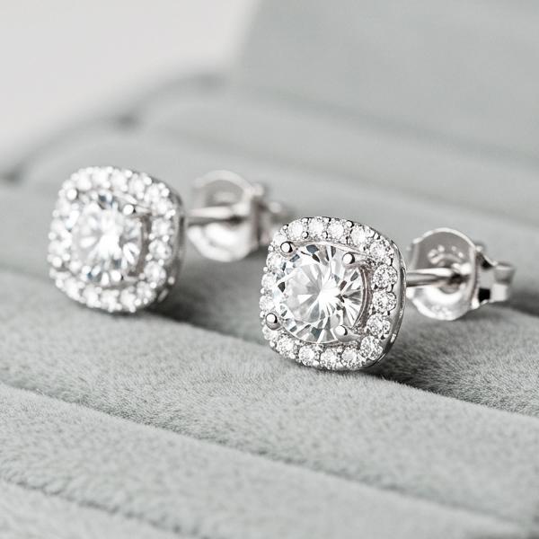Maison De She Moissanite Earrings Lab Diamond Shine Square