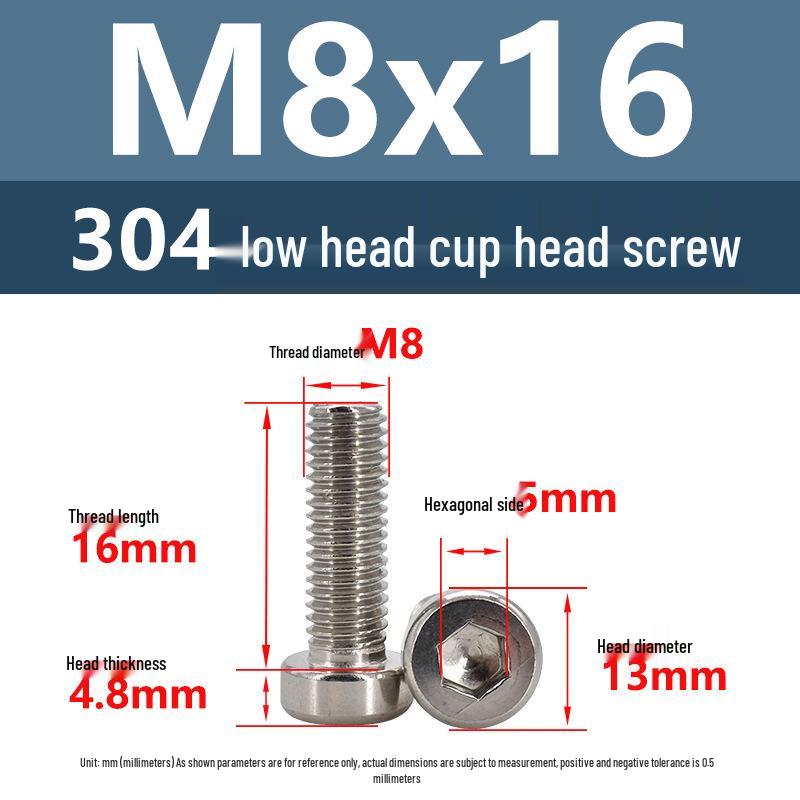 304 Edelstahl Flachkopf Innensechskant Maschinenschrauben M3-M10