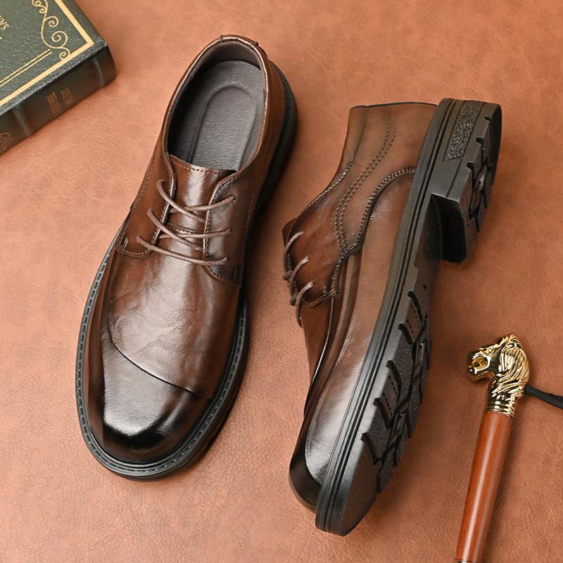 Fashion New Men's Oxford Shoes Lace-Up Leather Dress Shoes Men Comfortable Work Walking Shoes Men Casual Business Footwear Wedding Shoes