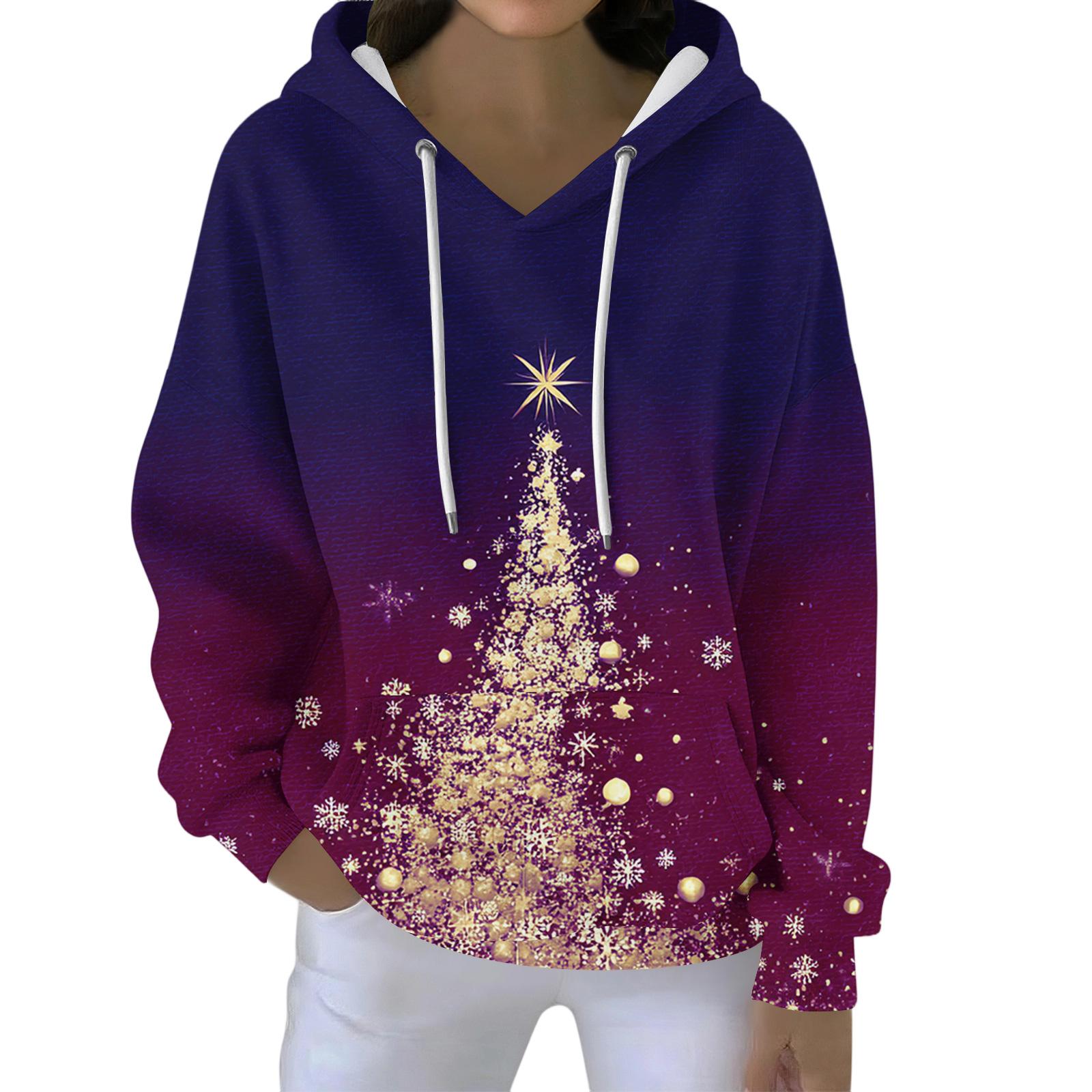 

Рождественские худи для женщин, смешные милые с принтом, праздничные толстовки, зимние пуловеры оверсайз XXXL винный