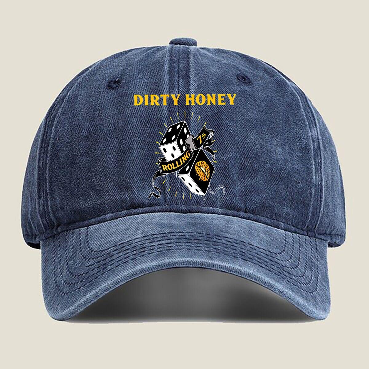 

DIRTY HONEY Rolling Dice Fashion Washed Baseball Cap Hat Outdoor Activities One Size темно-синього кольору