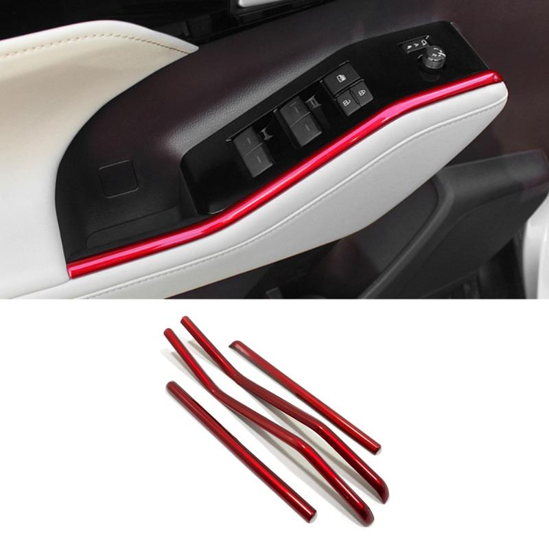 For Toyota Highlander XU70     ABS Car Window Lifter Switch side Trims Glass Door Armrest Panel Accessories