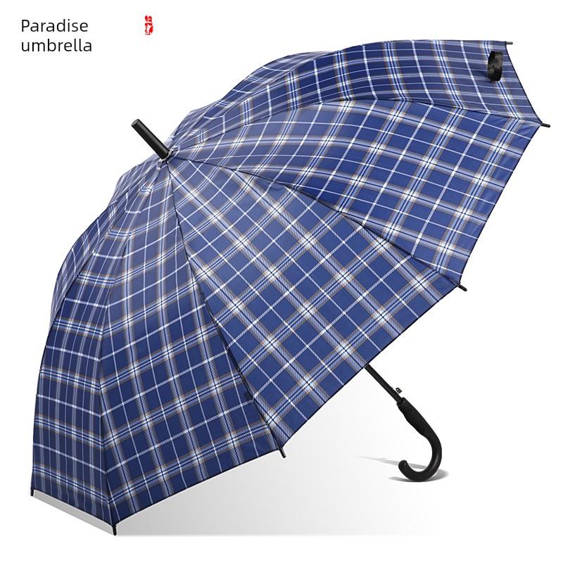 Paradise Umbrella Umbrella Long Handle Umbrella Semi-automatic Checkered Umbrella Men and Women Dual-Use Reinforcement Wind Resistant Umbrella with
