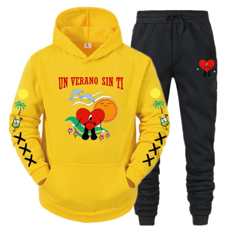 Hoodie Set Bad Bunny UN VERANO SIN TI Print Sweatshirt Men Women Unisex Oversized Fashion Casual Long Sleeve Pants Suit Clothes