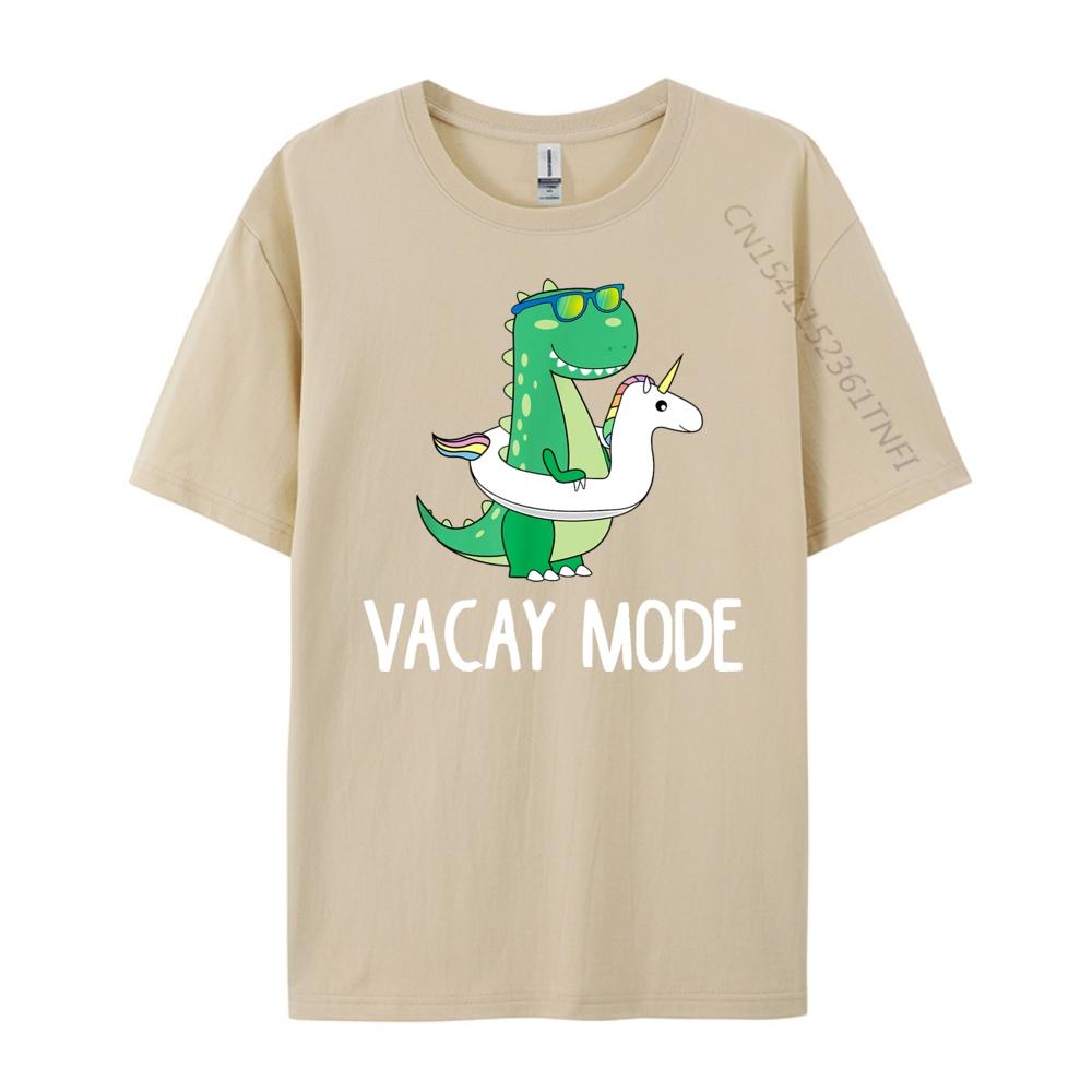 Vacay Mode Cute Dinosaur T Shirt Funny Family Vacation Gift Plus Size Men Clothing Casual Everyday Gifts For Men