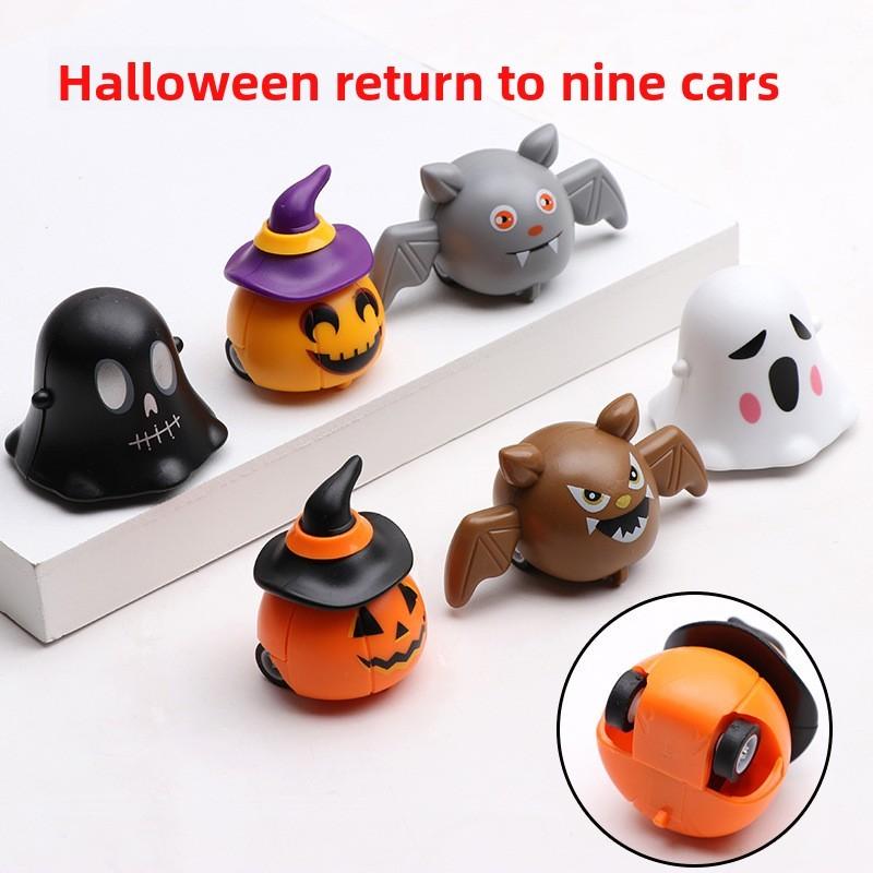 Childrens Halloween Pull Back Toy Car With Pumpkin Ghost Skeleton Bat For Kids Gift