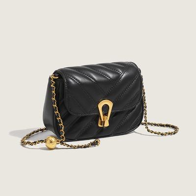 Crossbody taška pro ženy, Černá řetízková taška, Malá čtvercová taška, Niche design, Vysoce kvalitní textura, Taška přes jedno rameno