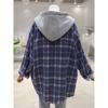 Plus-Size Lazy Style Retro Casual Plaid Long-Sleeve Shirt for Women, Early Spring and Autumn Loose Layering Jacket Top