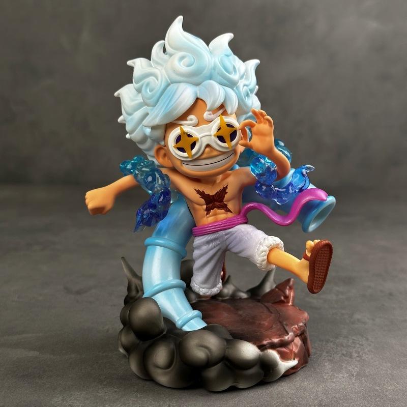 One Piece Обезьяна D. Луффи Чиби Версия Очки Галлюцинации Ника 15см Аниме Фигурка Статуэтка Автомобиль Настольное Украшение Подарок 15cm