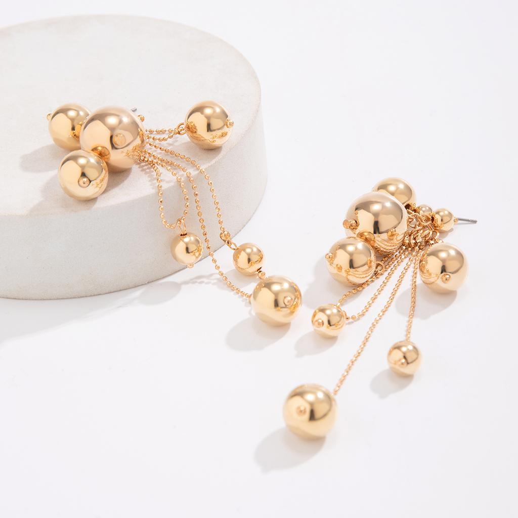 IngeSight.Z Vintage CCB Ball Beads Chain Long Tassel Drop Earrings for Women Punk Gold Color Hang Earrings Party Jewelry Gift