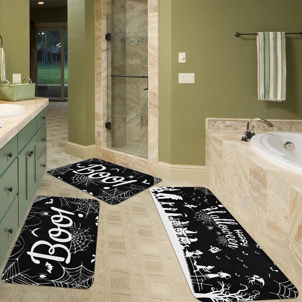 1PC Halloween Pattern Kitchen Rug Non-Slip Door Mat Pop Design Bathroom Rug Bath Mat Carpet for Home Sink Laundry Decor