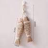 Pair of Rustic Wood Fish Carving Wall Hangings, Antique-Style "Abundant Blessings" Decorative String for Country Home Decor