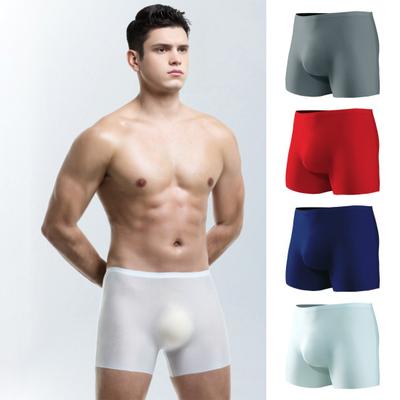 Men Boxer Underwear 3D Ice Silk Seamless Thin Style Breathable Fabric Shorts