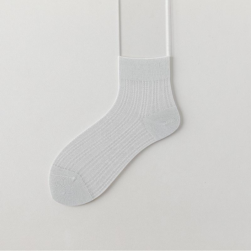 Female Summer Thin Pure Color All Kinds of Mesh Breathable Antibacterial Deodorant Socks