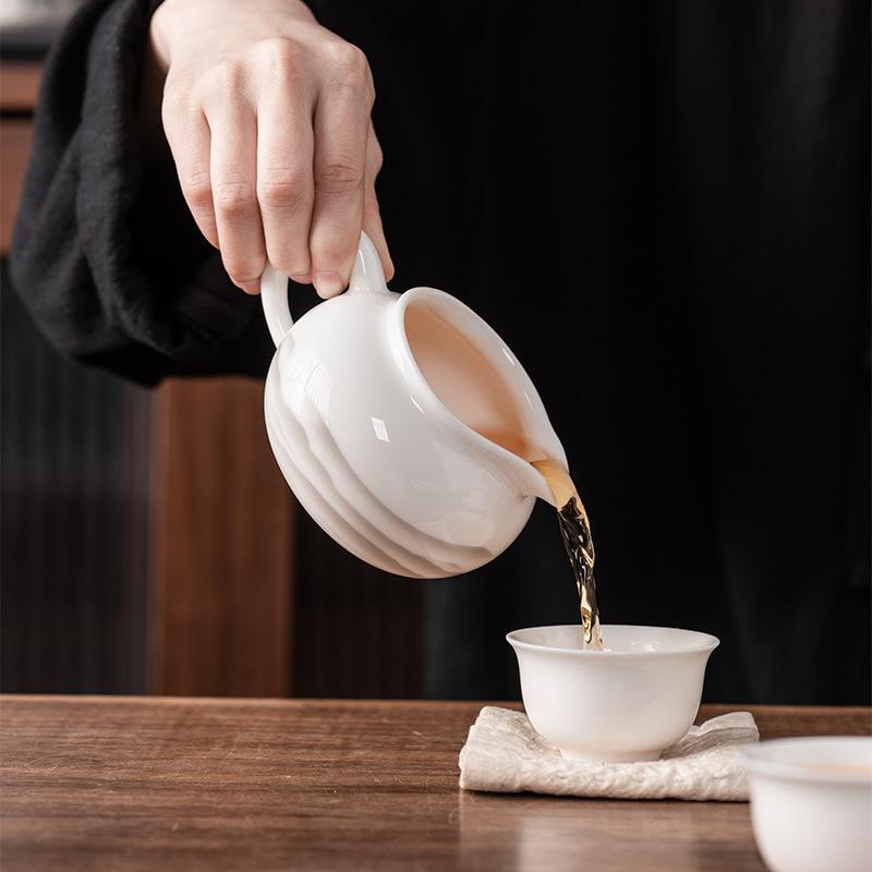 Suet Jade Porcelain Fair Cup White Porcelain Tea Set Tea Set Tea Set Tea Cup Male Cup Filter Tea Leak Tea Sea High-grade Tea Art Accessories
