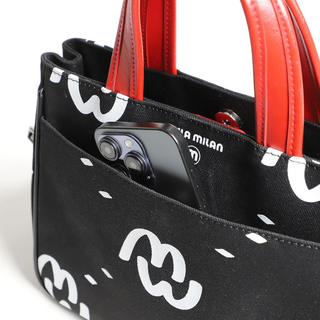 Miramilan Mimi Mini Tote BagShoulder Bag, 2-Way, Compact, Water-Repellent Canvas, Women's, No. 259115 (Black)