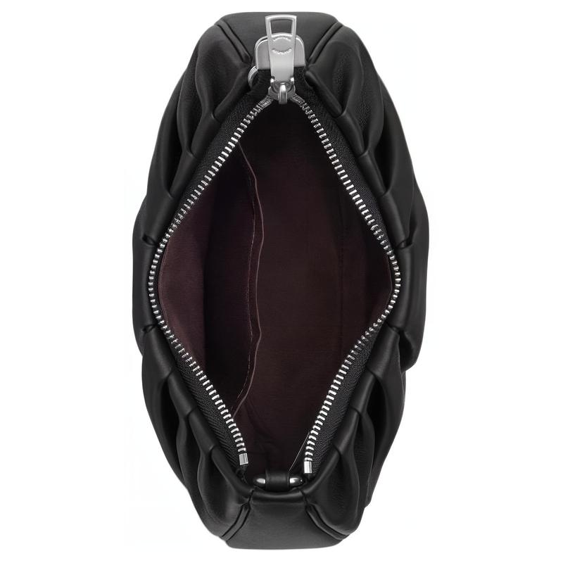 Coach Teri 26 Logo Reißverschluss Rindsleder Handtasche Umhängetasche mittel Damen Schwarz