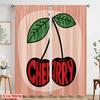 2pcs 2D Flat Printing Curtains Cherry Fruit Polyester Without Electricity Party Decorations Perfect for All Season Celebrations