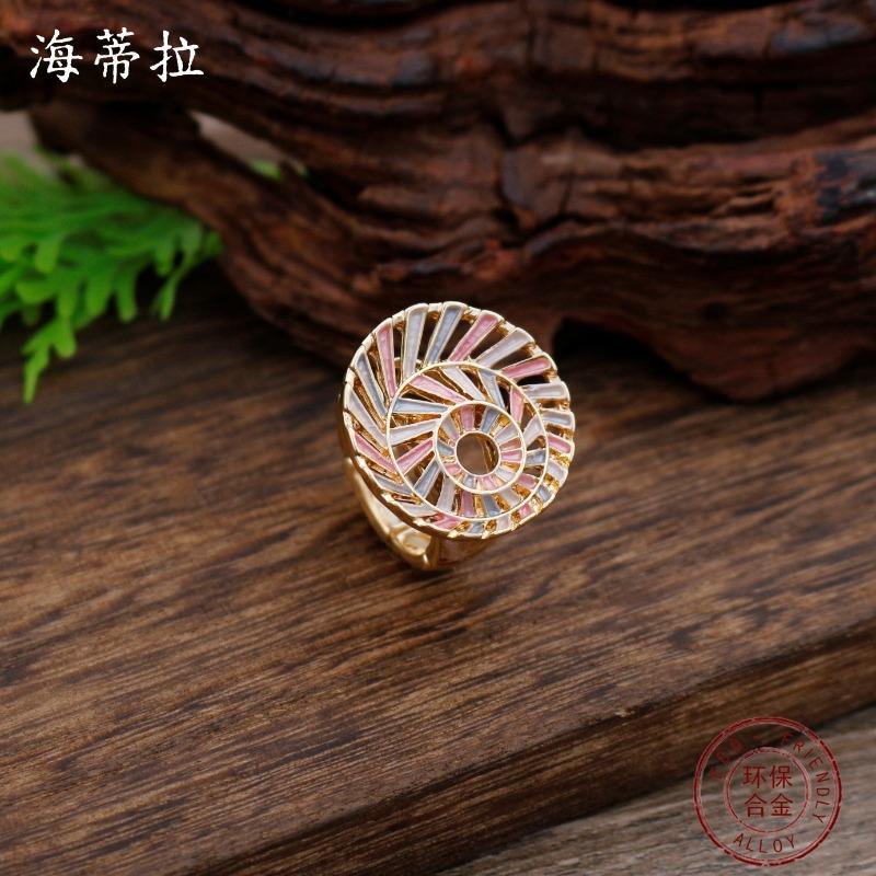 New Enamel Color Round Hollow Line Elastic Ring Women's Creative High-end Geometric Line Ring