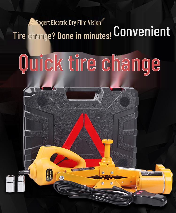 12V Electric Car Jack & Wrench Tire Change Kit - Plugs Into Cigarette Lighter