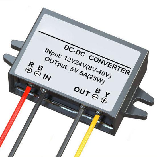 DC-DC 12V/24V til 5V Bilstrømomformer Nedtrappingsmodul Kilde Buck-adapter
