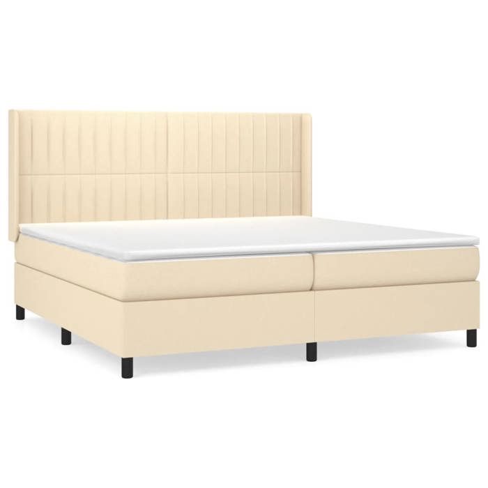 3131622 vidaXL Lit à sommier tapissier avec matelas Crème 200x200 cm Tissu
