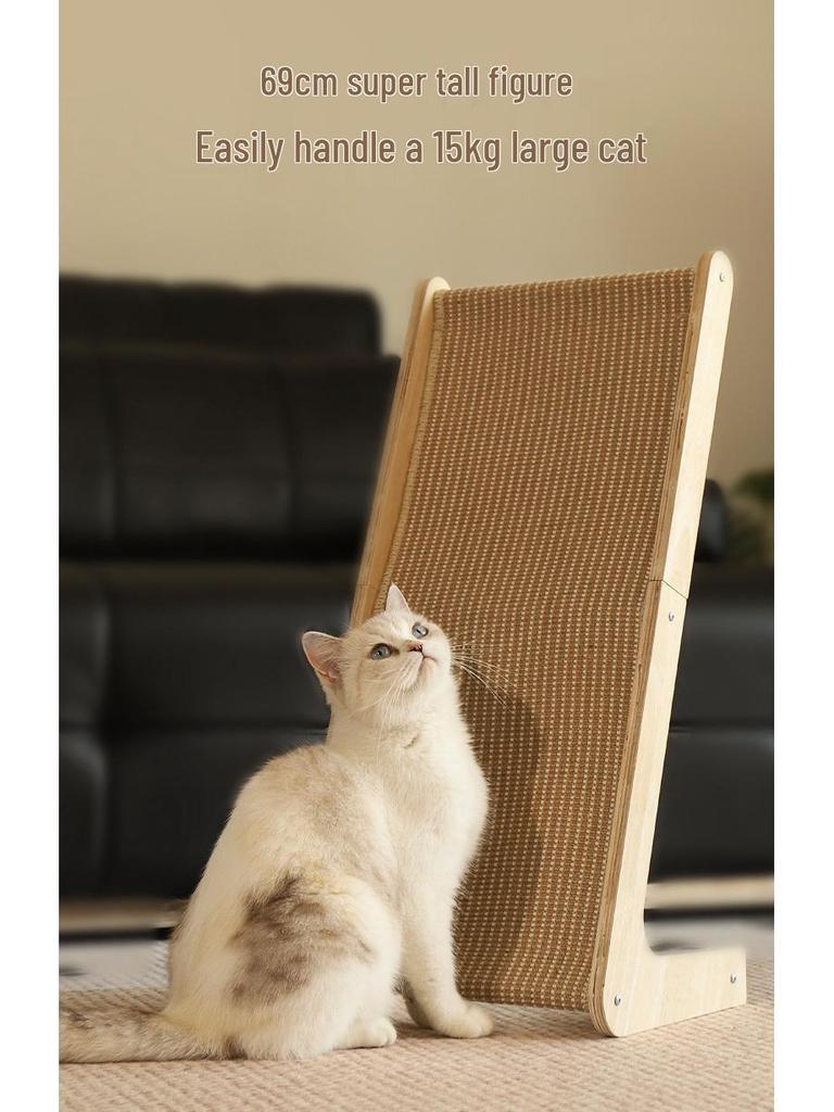 L-Shaped Solid Wood Sisal Cat Scratching Post - Durable, No Debris, Anti-Scratch Sofa Protector & Toy