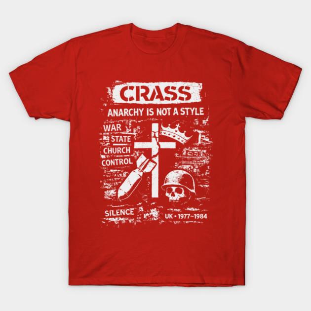Asian Size Men Black Print T-shirt Crass Ll Anarcy Is Not A Style No-Cut Print Cotton Tshirt M