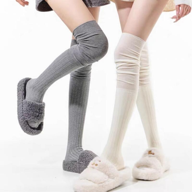 Knee Socks Women'S Autumn And Winter Miu Series Splicing Stockpile Socks Sweet Cool Babes Thigh Socks And Knee Gray Leg Socks