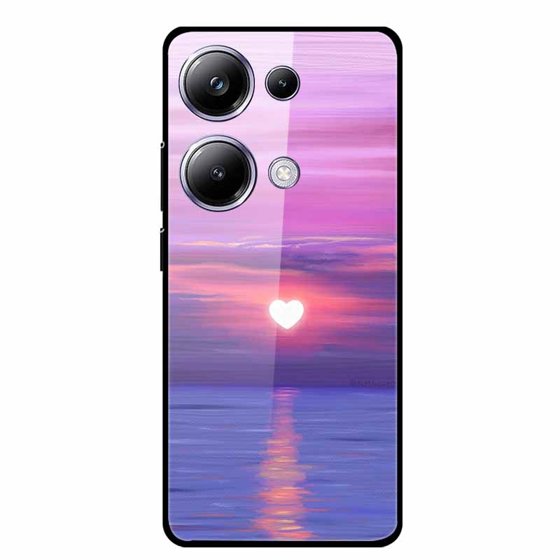 Glass Back Cover For Xiaomi Redmi Note 13 Note13 Pro Case Soft Bumper Hard Tempered Glass Case For Redmi Note 13 Pro Phone Case