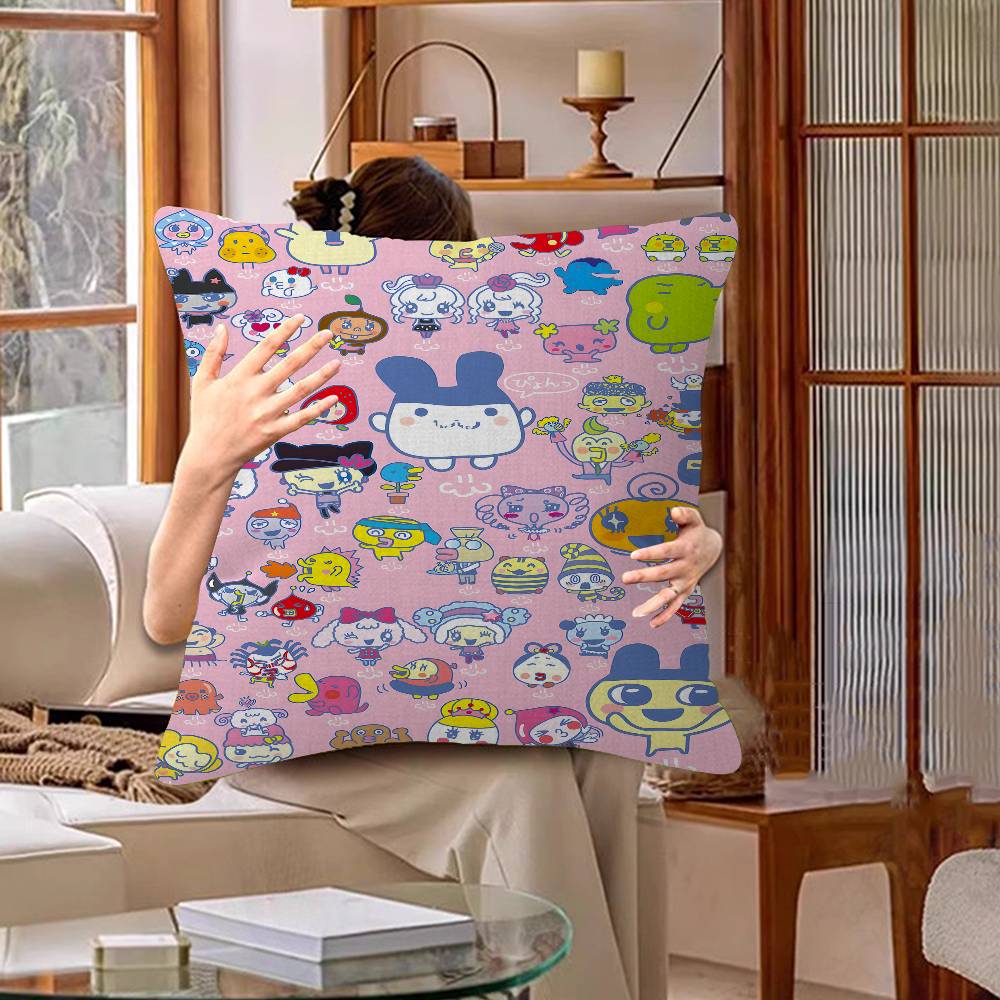 Game Fanart Cute Cartoon TTamagotchi Pillow Cushion Cover Pillowcase Living Room Sofa Home Decor Customized