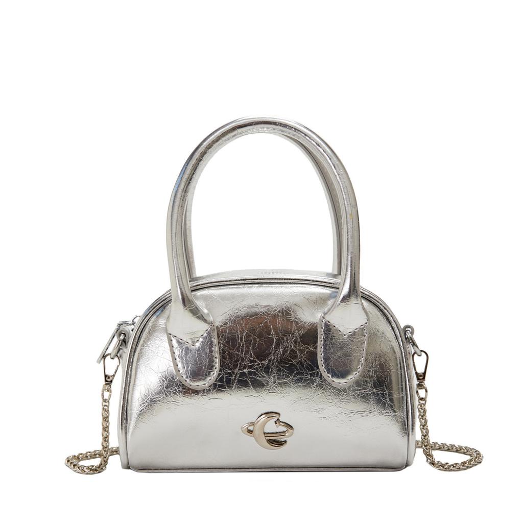 This year's new trendy high-end light luxury portable Boston bag niche design versatile solid color messenger women's bag