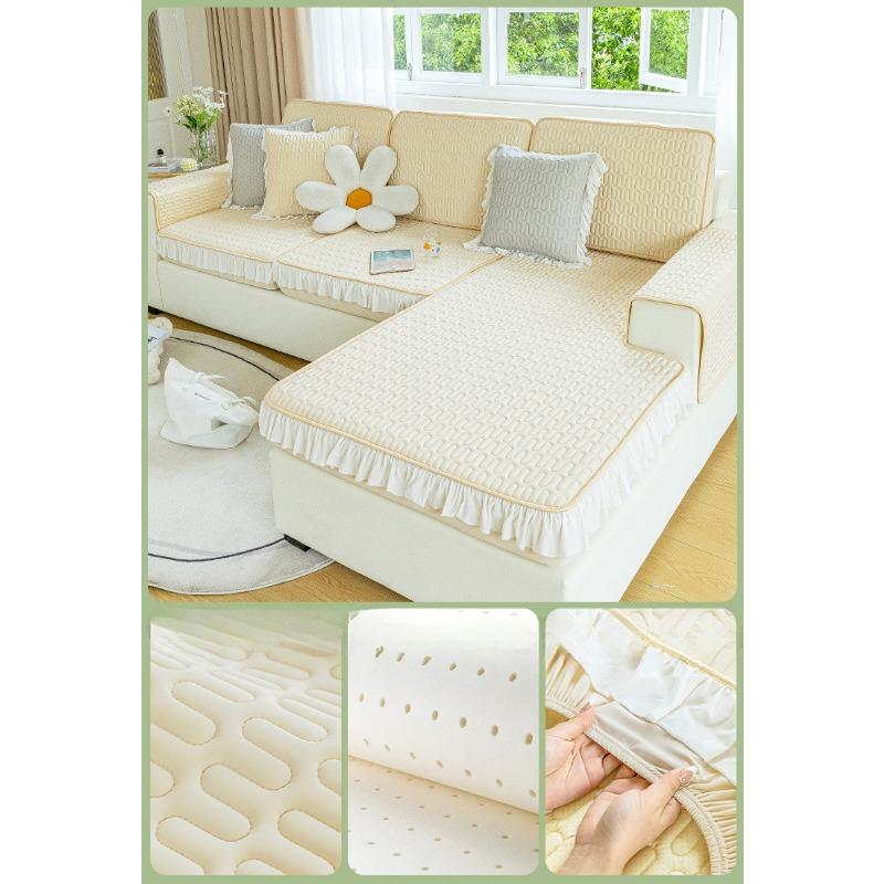 Latex-Sofabezug aus Eisseide, Neu 2024, All-Inclusive-Universalbezug, schickes, rutschfestes Sofakissen, Sommermatte