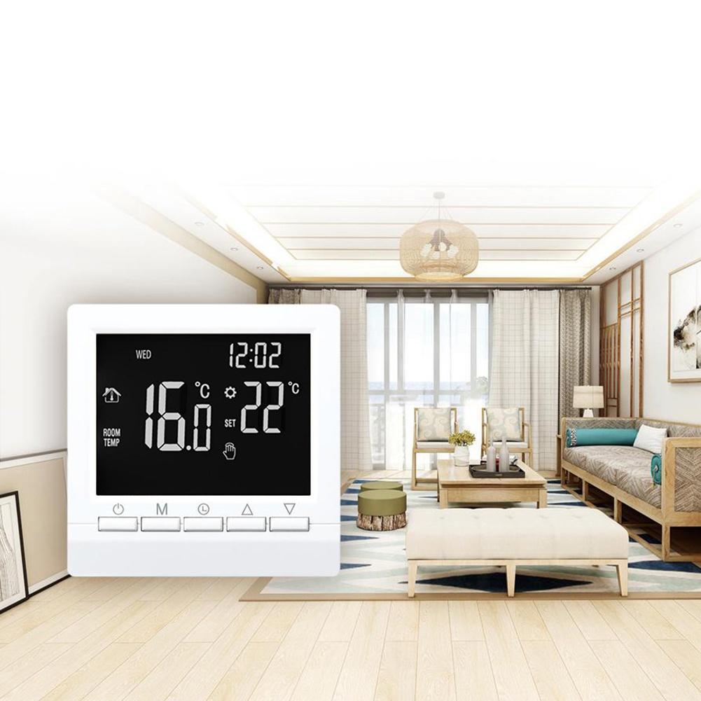 Programmable Digital Room Thermostat Temperature Controller with LCD Display Wired Boiler Heating System Child Safety Lock