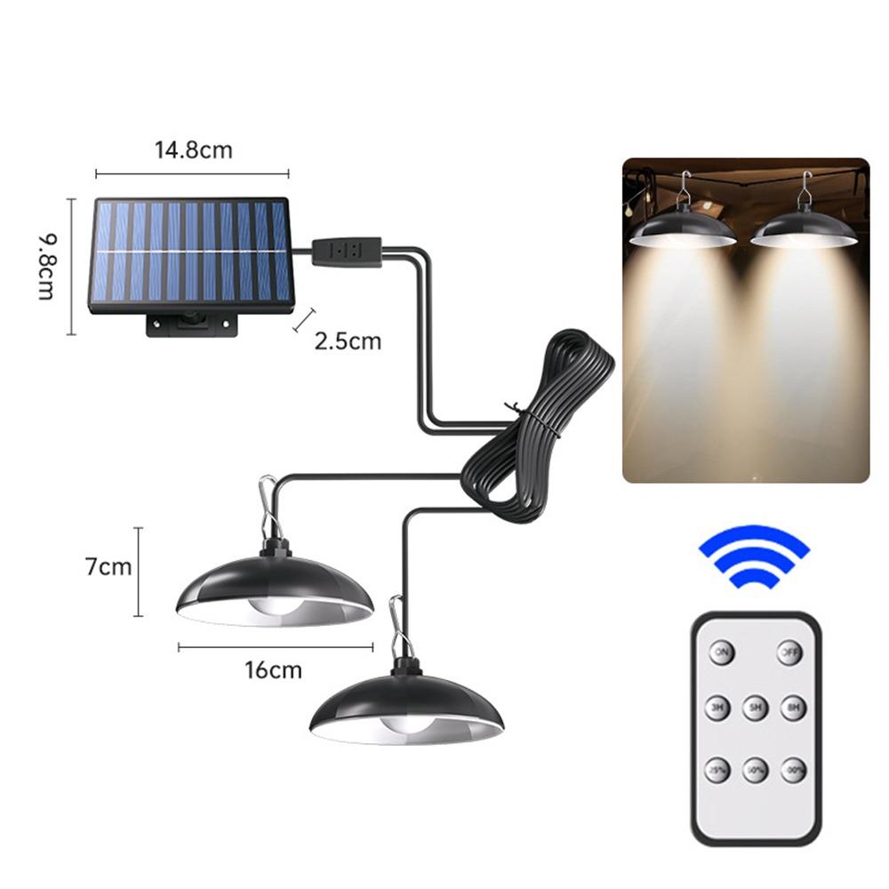 Easy Installation Single/Double Head Solar Pendant Light Remote Control Solar Powered Solar Panel Light Solar Chandelier Camping