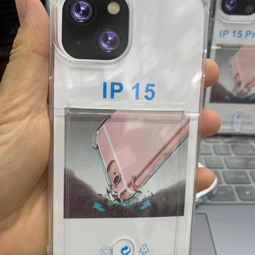 Apple 15 Pro Max Anti-Fall TPU Kartenhalter Hülle, 16 Pro kompatibel, Hohe Transparenz
